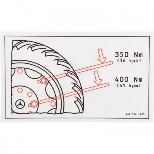 Autocollant valeurs de serrage écrous de roues - Mercedes-Benz - Trac 1300, 1400, 1500, 1600, 1800 Petit Prix